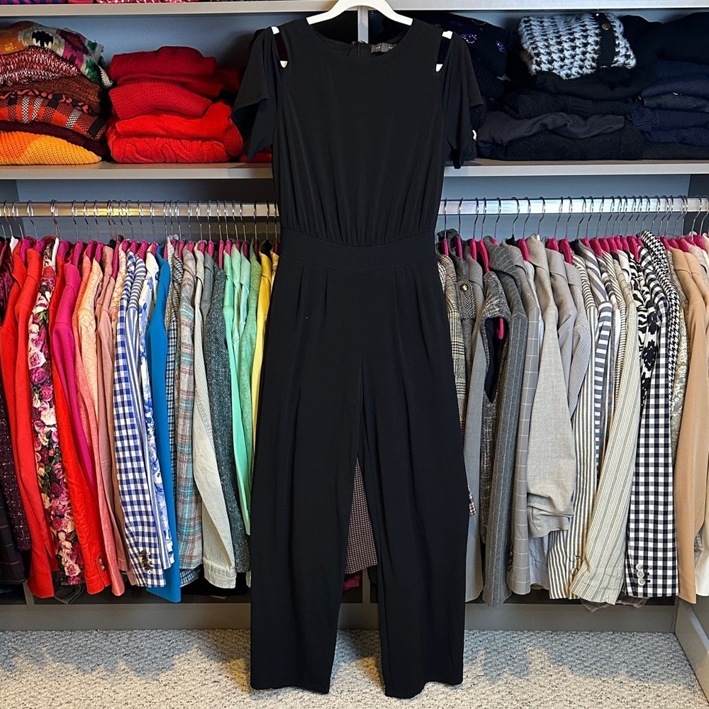The Limited black cold shoulder back zipper closure jumpsuit size XS